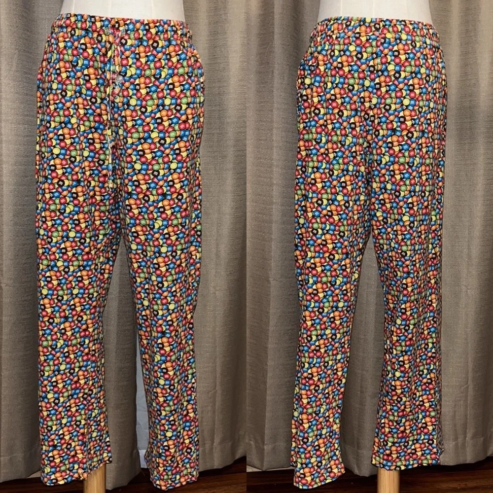 M & M’s Mens Medium Candy Print Pajama Lounge Elastic Waist Pant